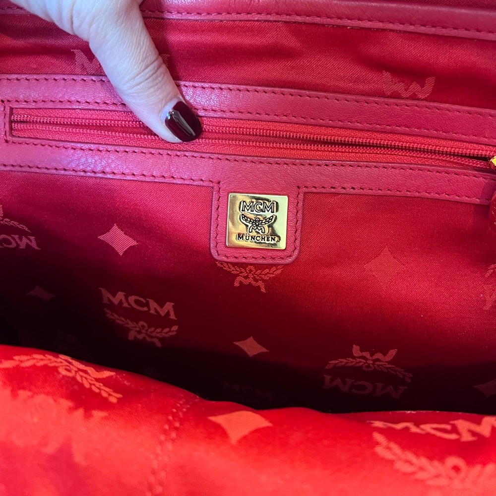 MCM Vibrant Pink Visetos Leather Backpack - Picture 11 of 11